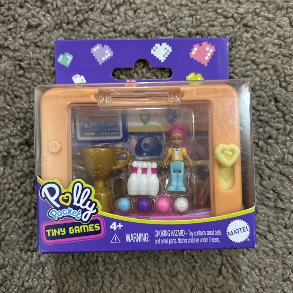 New, Sealed! Polly Pocket Tiny Games Series 2 Mini Set 3.5"x2.5" Bowling 2020